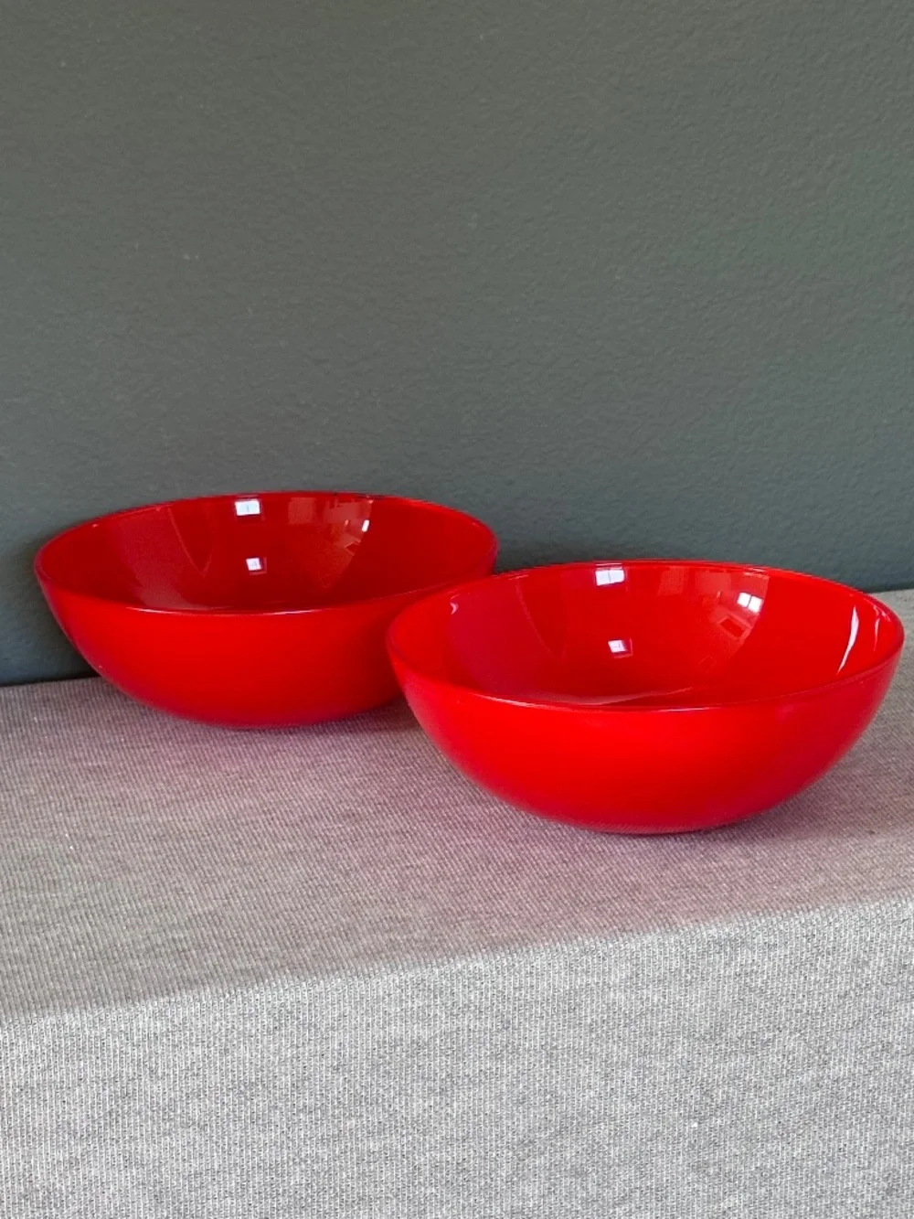 Vintage Red Glass Bowls-Set of 2